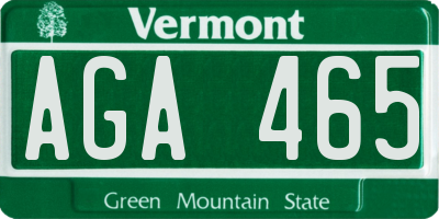 VT license plate AGA465
