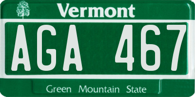 VT license plate AGA467