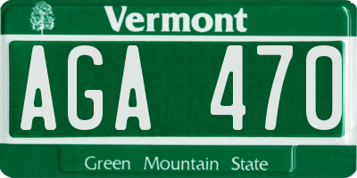 VT license plate AGA470