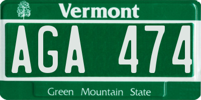 VT license plate AGA474