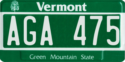 VT license plate AGA475