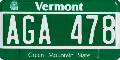 VT license plate AGA478