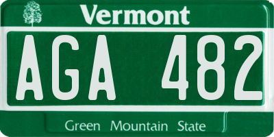 VT license plate AGA482