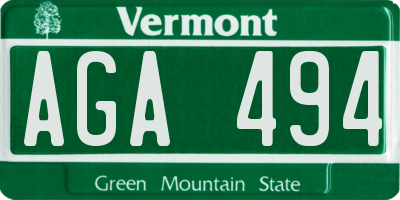 VT license plate AGA494