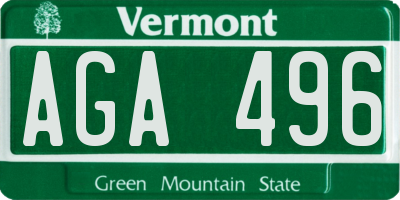 VT license plate AGA496