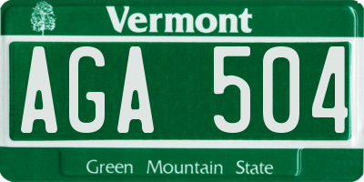 VT license plate AGA504