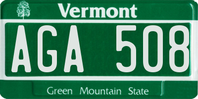 VT license plate AGA508