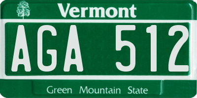 VT license plate AGA512