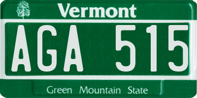 VT license plate AGA515