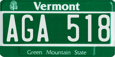 VT license plate AGA518