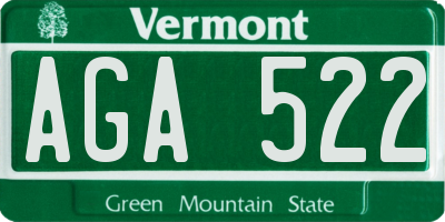 VT license plate AGA522