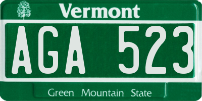 VT license plate AGA523