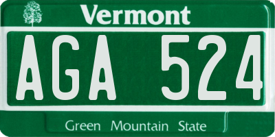 VT license plate AGA524