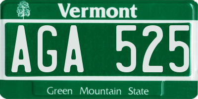VT license plate AGA525