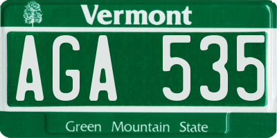 VT license plate AGA535