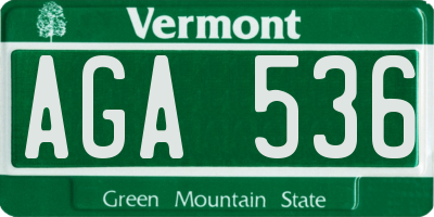 VT license plate AGA536