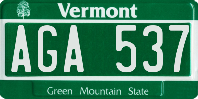 VT license plate AGA537