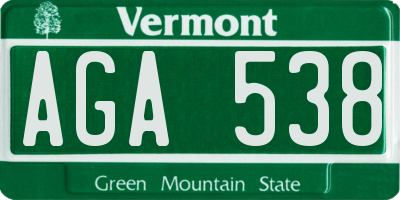 VT license plate AGA538