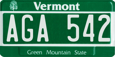 VT license plate AGA542
