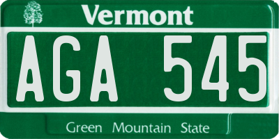 VT license plate AGA545