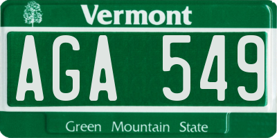 VT license plate AGA549
