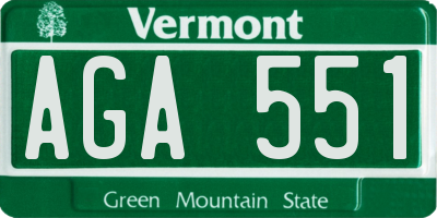 VT license plate AGA551