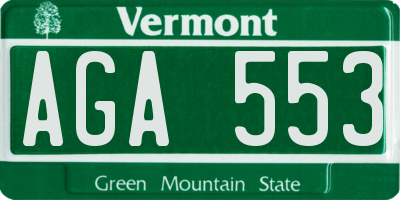 VT license plate AGA553