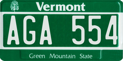 VT license plate AGA554