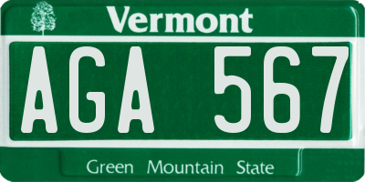 VT license plate AGA567