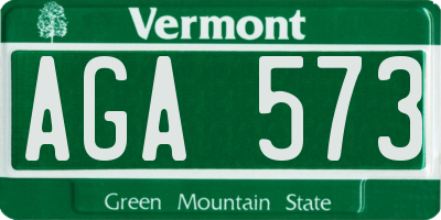 VT license plate AGA573