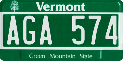 VT license plate AGA574
