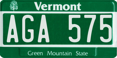 VT license plate AGA575
