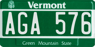 VT license plate AGA576