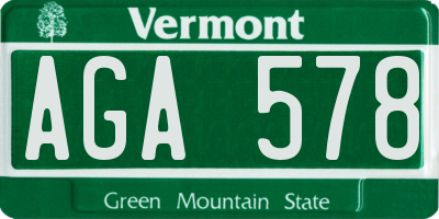 VT license plate AGA578