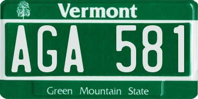 VT license plate AGA581