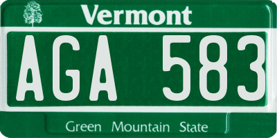 VT license plate AGA583