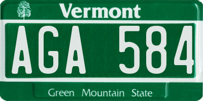 VT license plate AGA584