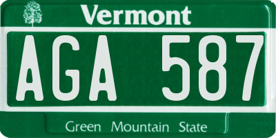 VT license plate AGA587
