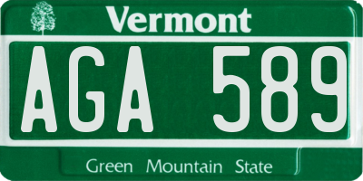 VT license plate AGA589