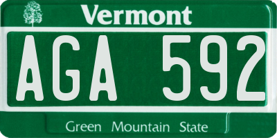 VT license plate AGA592