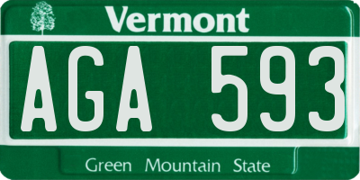 VT license plate AGA593