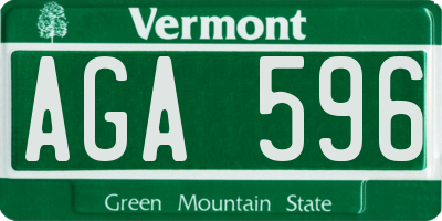 VT license plate AGA596