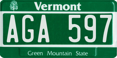 VT license plate AGA597