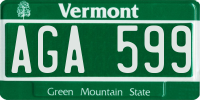 VT license plate AGA599