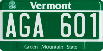 VT license plate AGA601