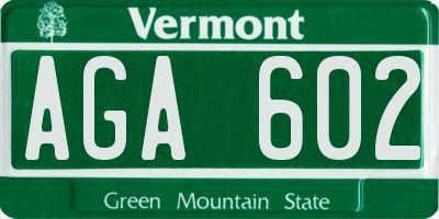 VT license plate AGA602
