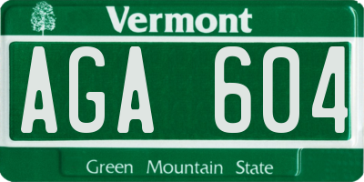 VT license plate AGA604