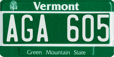 VT license plate AGA605