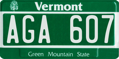 VT license plate AGA607
