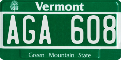 VT license plate AGA608